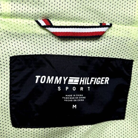 Hilfiger Windbreaker Lined Wm Sz M Navy Blue & Neon Yellow Accents Soft Fabric - Picture 5 of 16